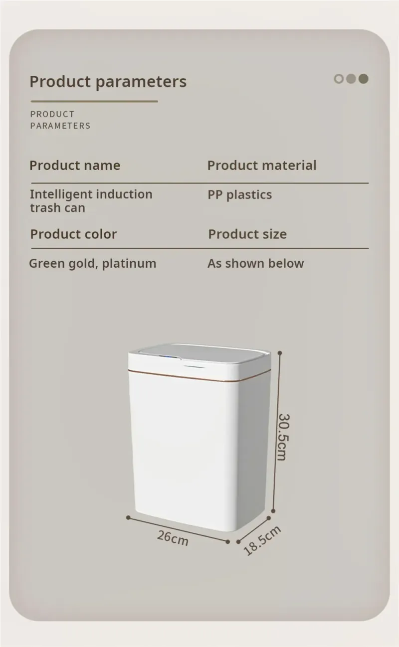 15-Liter Smart Trash Can Automatic Touchless, Waterproof Sensor Trash Bin For Bathroom Kitchen Bedroom, Odorless Modern Basket_voghion.com