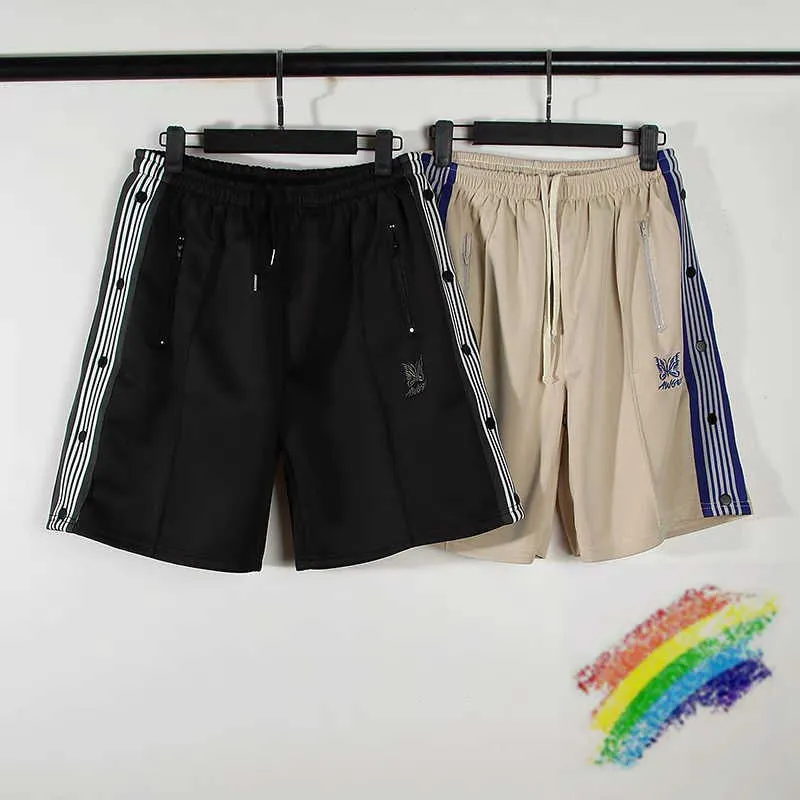 Men's AWGE Men Women Embroidered Butterfly Needles Shorts Button Stripe Track Breeches T221129_voghion.com