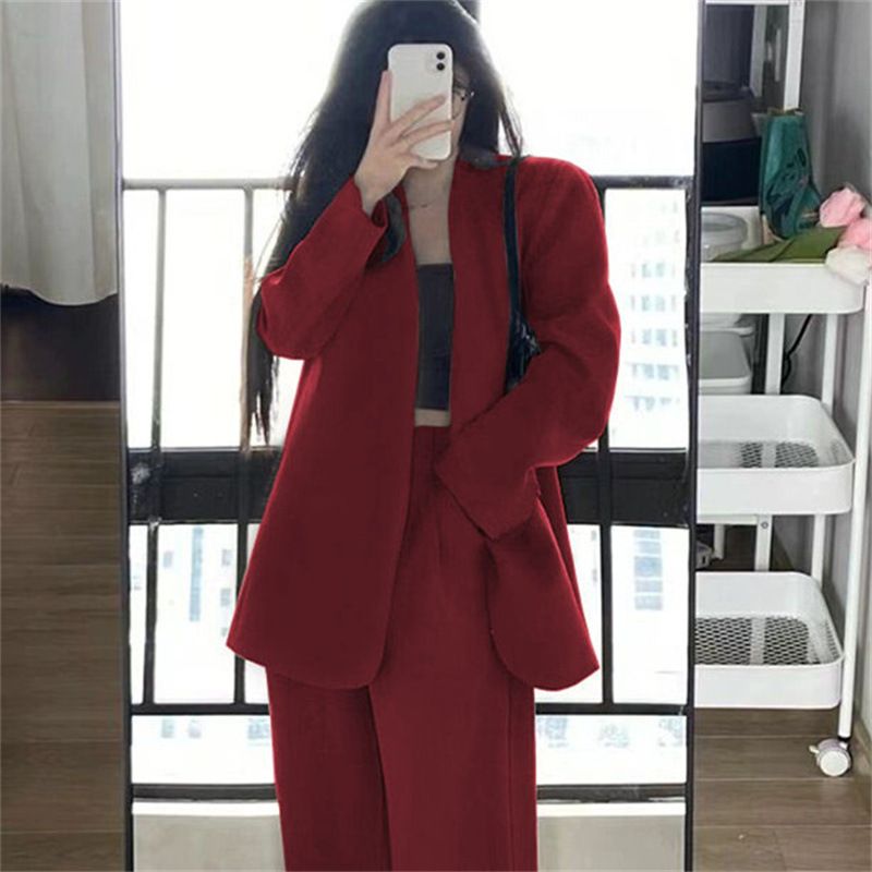 2025 New Women's Spring Design Sense Niche Casual Suit Elegant Black Blazer Set_voghion.com