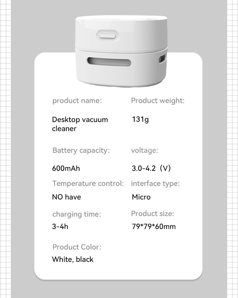 Mini aspirapolvere senza fili - Aspirapolvere portatile da 10 kPa per scrivania, auto, casa (ricaricabile tramite USB, silenzioso 46 dB, 8 colori)_voghion.com