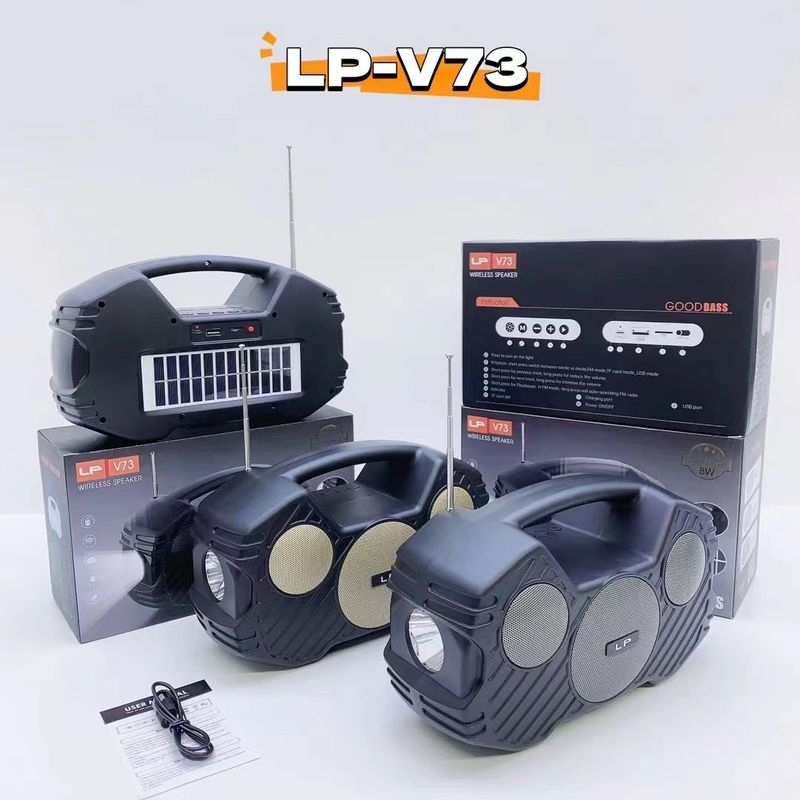 New LP-V73 Solar Bluetooth Handheld Wireless Outdoor Radio Flashlight Convenient Card Insertion Speaker_voghion.com