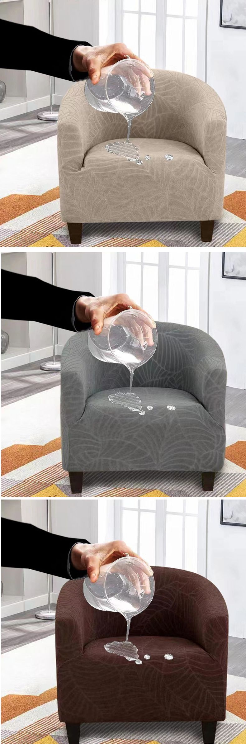 Housse de canapé semi-circulaire élastique - Housse extensible en polyester pour fauteuils, chaises de baignoire et chaises de café (plusieurs couleurs)_voghion.com