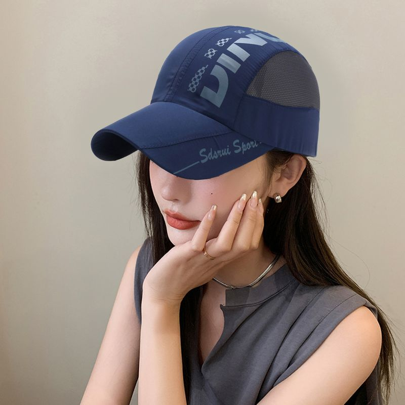 XinWq Summer Letter Print Extended Brim Adjustable Baseball Men Women Sports Running Sunscreen Visor Mesh Patcowork Sun_voghion.com