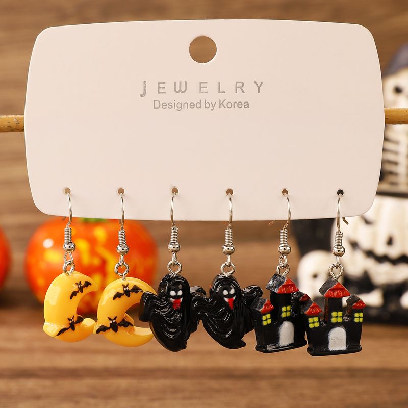 Accessori divertenti per feste Zucca Fantasma Pipistrello Castello oscuro Orecchini di Halloween Set_voghion.com
