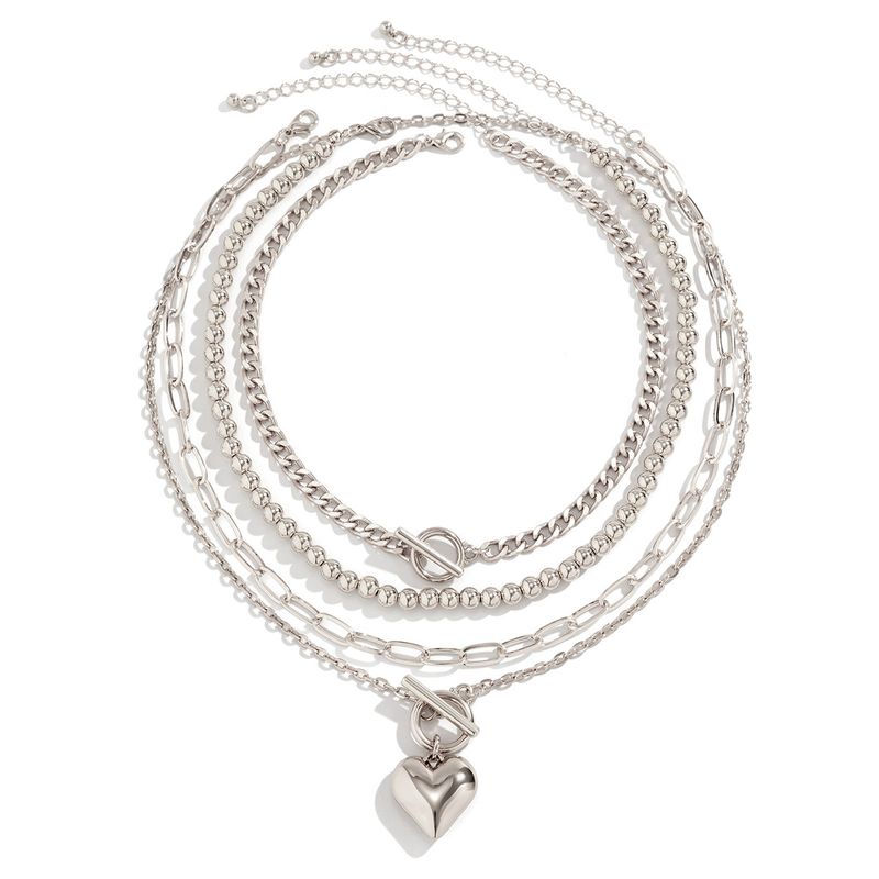 Collana da donna, collana dorata con ciondolo, collana in oro hip hop, semplice set di perline per donna, versatile, geometrica, fibbia OT, collana corta con cuore, gioielli_voghion.com