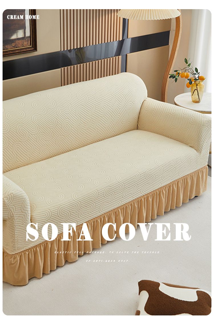 Copridivano elastici con gonna a onde d'acqua - Copridivani elastici universali per divani da 1/2/3/4 posti (8 colori eleganti, casa e ufficio moderni)_voghion.com