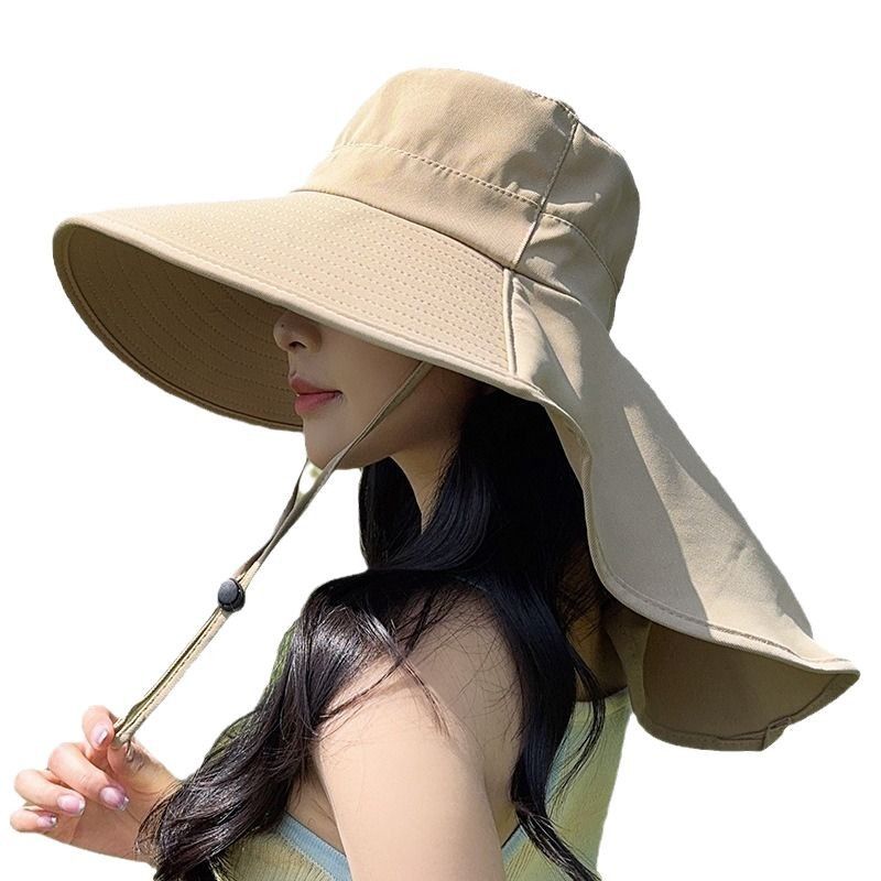 Cappello da pescatore coreano a tesa larga con protezione solare per l'estate e foro per la coda di cavallo, per donna_voghion.com