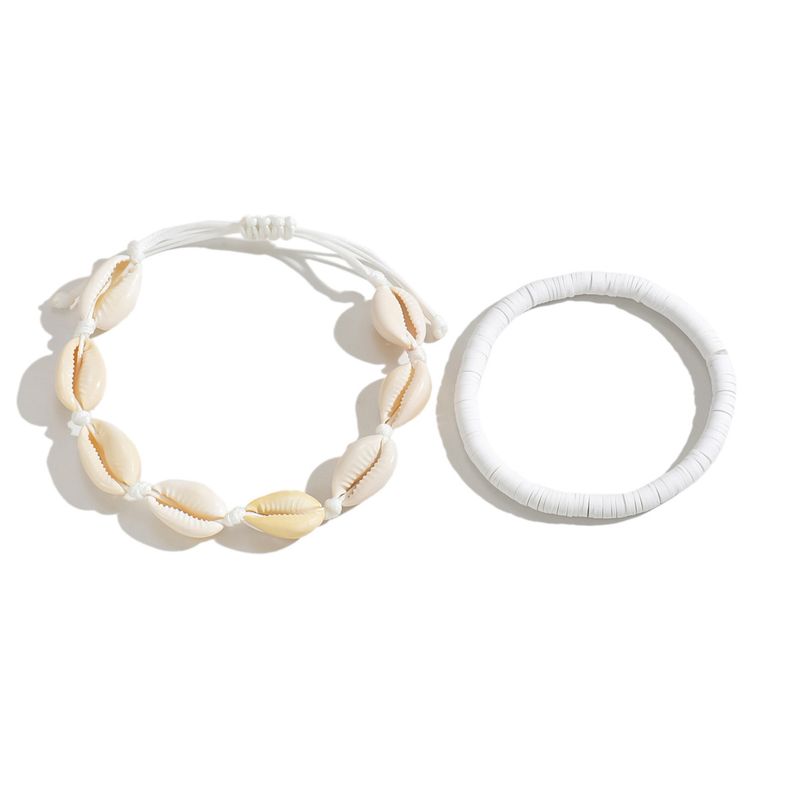 Bohemian Style Beach Vacation Soft Clay Conch Creative Anklet Two-Piece Set_voghion.com