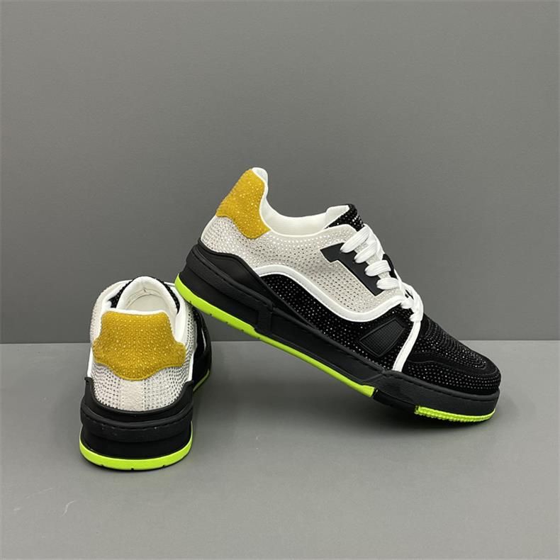 Scarpe da uomo sportive e per il tempo libero, con blocchi di colore, versione coreana, autunno 2023, nuove, basse, con texture a diamante brillante._voghion.com