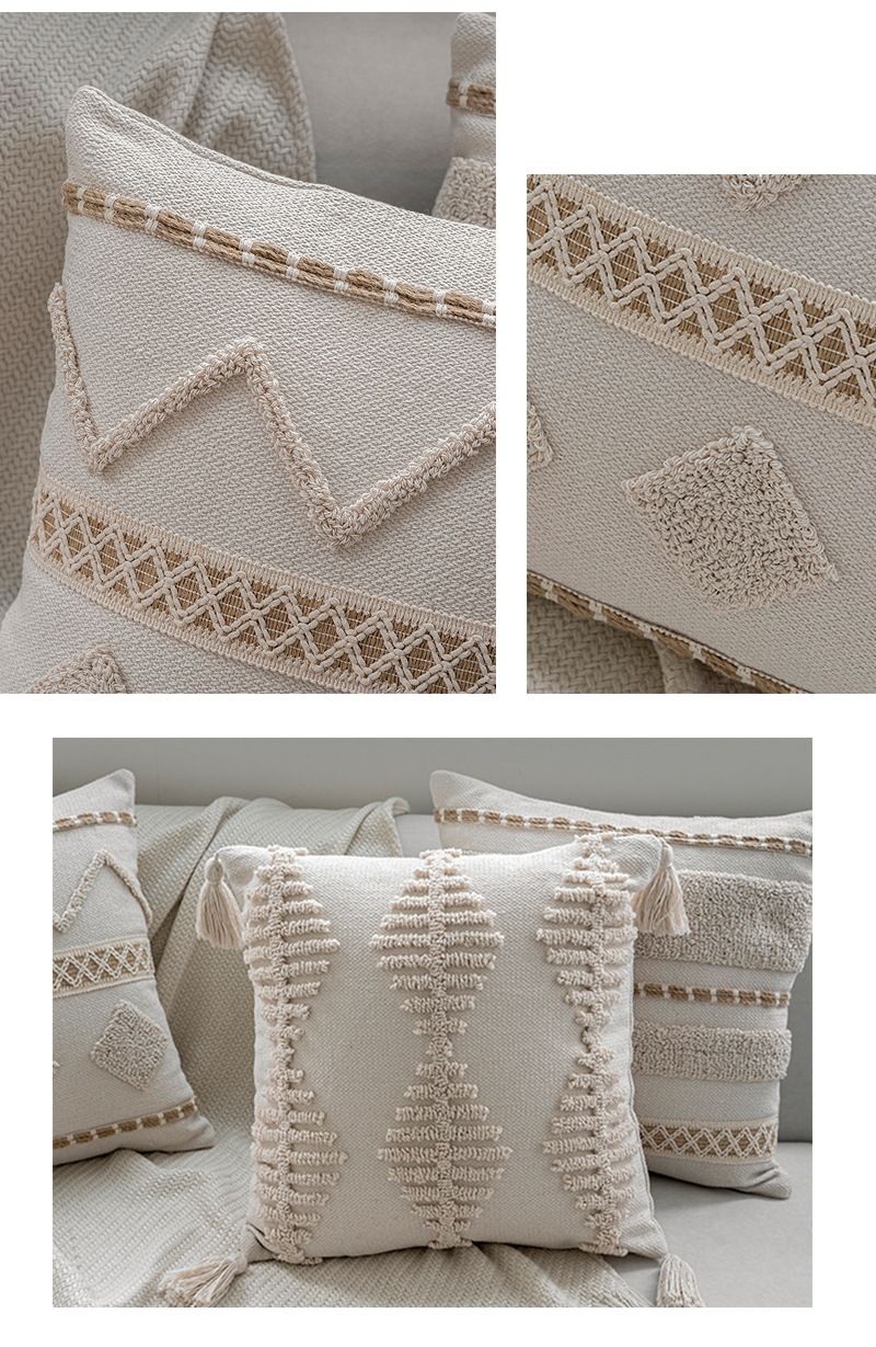 Nordisk bohemsk marokkansk stil beige sofaputetrekk pute ny stil sengepute_voghion.com