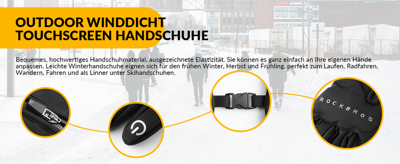 Gants de moto d'hiver ROCKBROS, gants de cyclisme à écran tactile, gants de VTT coupe-vent_voghion.com
