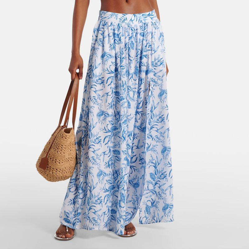Maillot de bain une pièce bleu à fleurs pour femme – Design frais aux épaules, style européen et américain_voghion.com