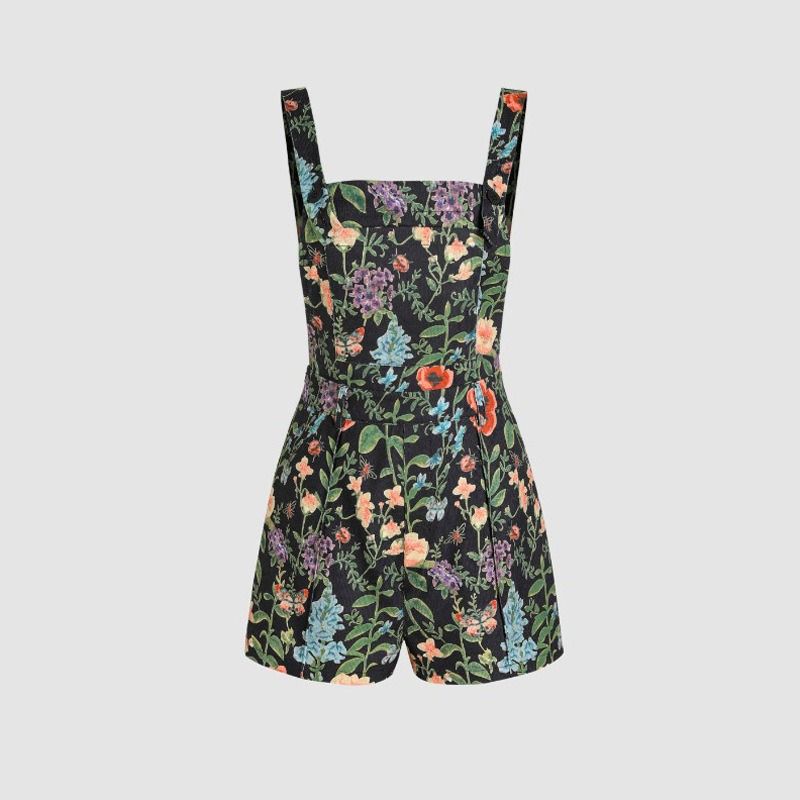 hot selling Floral Pattern Jumpsuit, Casual Button Overall Jumpsuit For Spring & Summer, Women's Clothing_voghion.com