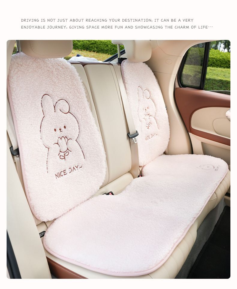 Steamed rabbit car cushion autumn and winter plush cartoon car seat cushion non-slip comfortable car seat cushion_voghion.com