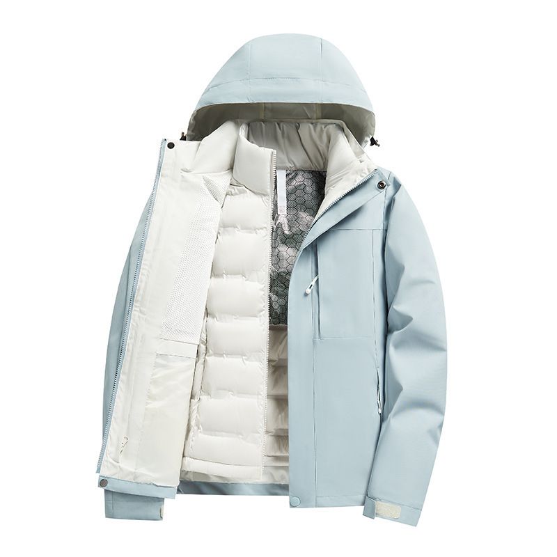 Outdoor 3-in-1 wasserabweisende abnehmbare dreiteilige Daunenjacke zum Wandern, winddicht, wasserdicht_voghion.com