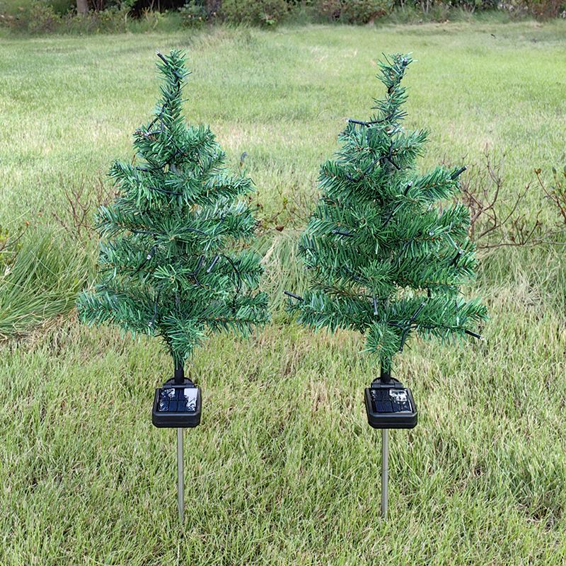 Nieuwe grote, gloeiende zonne-kerstboom met LED-verlichting, kleurrijke tuin, binnenplaats, buiten, waterdichte landschapssfeerverlichting_voghion.com