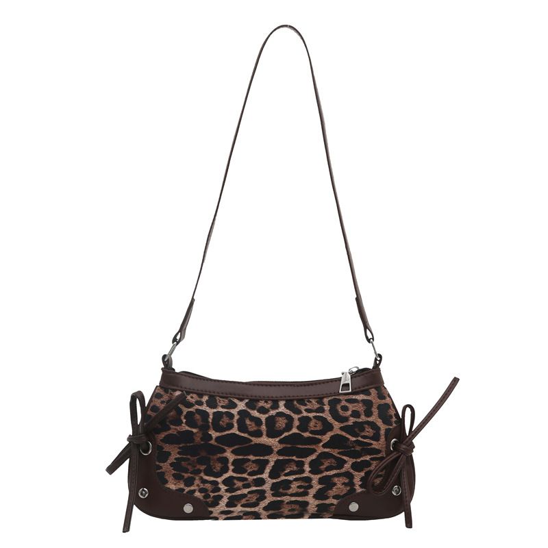 Borsa a tracolla elegante con stampa leopardata e fiocco plissettato da donna, nuova tendenza 2025_voghion.com