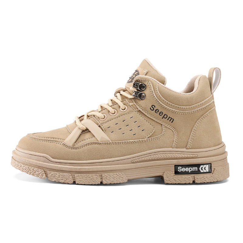 Men's Shoes 2023 Autumn And Winter Work Site Work Thick Sole Sports Leisure Mountaineering High Help Labor Protection Martin Cargo Shoes_voghion.com