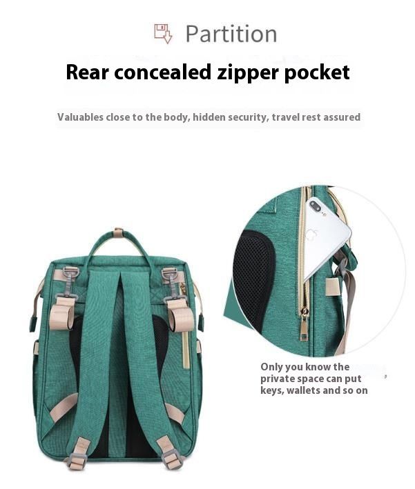 Large capacity foldable mother and bed with multi-purpose integrated design, baby bag, portable shoulder mommy bag_voghion.com
