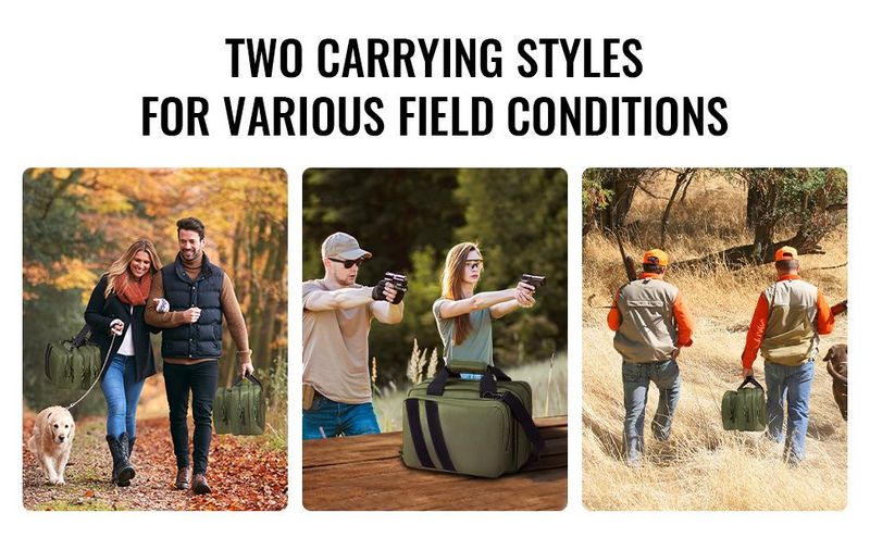 VEVOR Range Bag For 2 Pistols Tactical Gun Bag 2 Built-in Pistol Bags Green, Range Bag For Handguns Gun Case Bag With Lockable Zipper For Shooting Range Outdoor Hunting_voghion.com