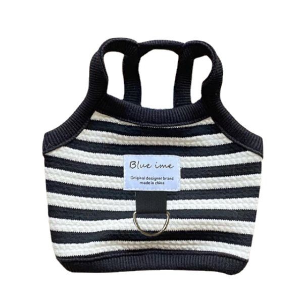 Autumn New Pet Dog Cat Leash Clothes INS Style Teddy Bichon Striped Cotton Vest_voghion.com