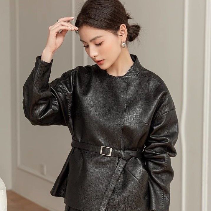 Style Jacket Women, Short Trendy Spring Autumn Leather Jacket, Slimming And Stylish For Petite Figures_voghion.com
