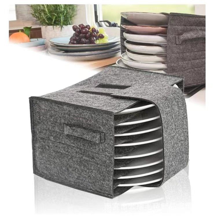 Sac de rangement d'assiettes en feutre, sac de rangement de vaisselle de camping pique-nique, sac de rangement portable à couches_voghion.com