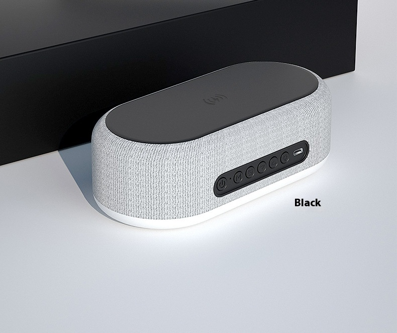 Enceinte sans fil YaShoo - Communication Bluetooth, réglage du réveil/de l'heure, chargement sans fil, veilleuse à neuf vitesses, affichage de l'heure et de la température_voghion.com