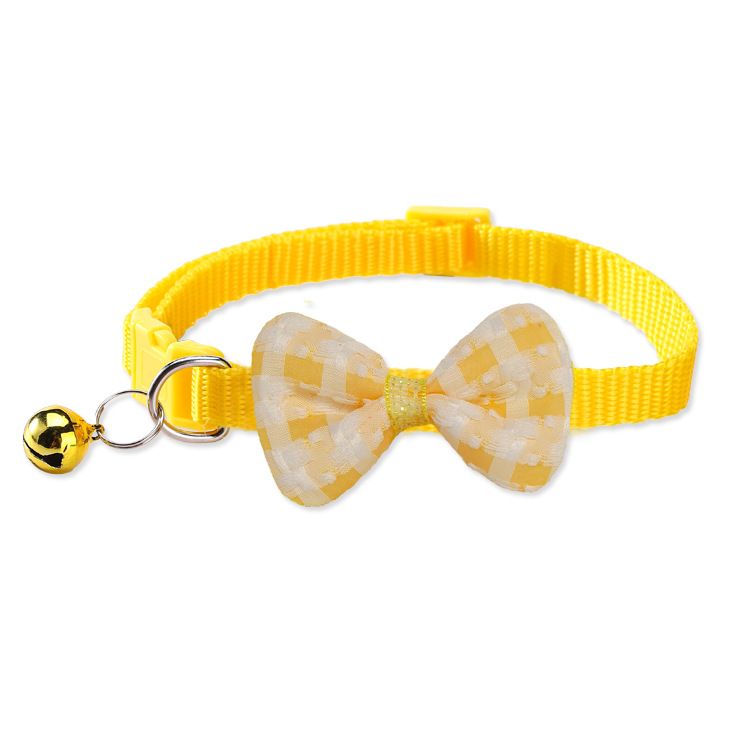 Kraciasta obroża dla psa z dzwonkiem i muszką dla kotów_voghion.com