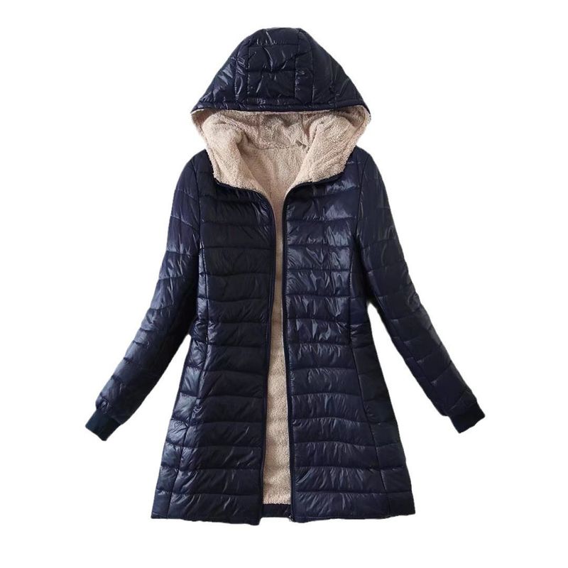 Abbigliamento da donna, cappotto in velluto di cotone, caldo cappotto in pelle di agnello, lunghezza media, sottile, con cappuccio_voghion.com