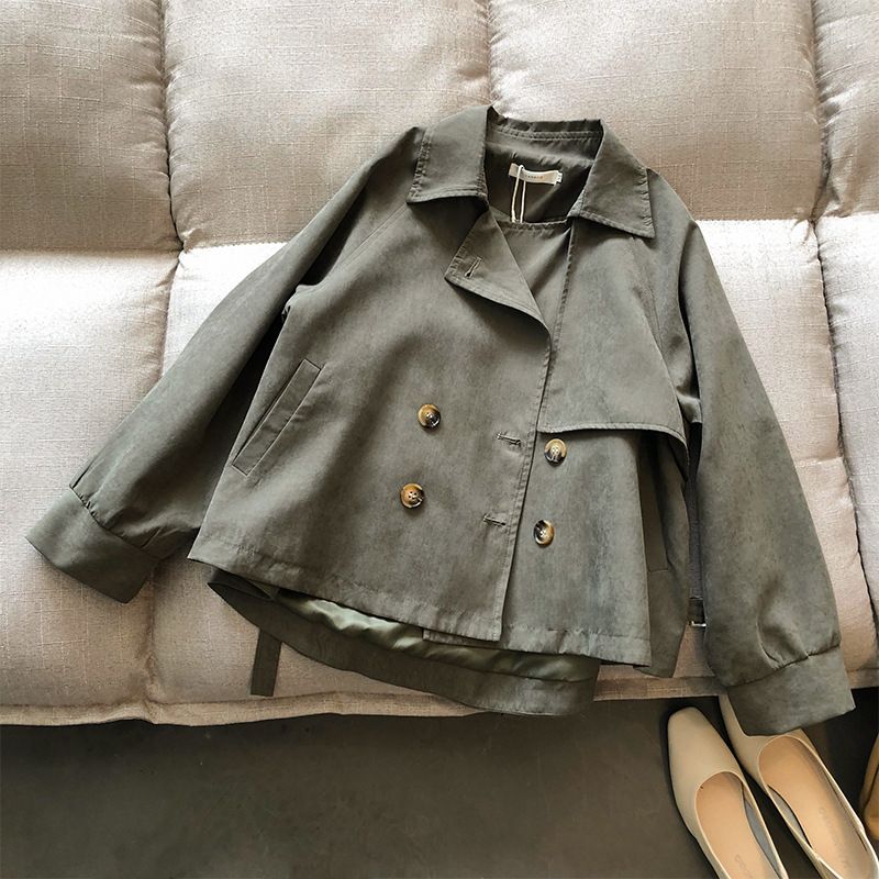 Women's Clothing spring new retro short windbreaker for small men female chic loose temperament coat 7962_voghion.com