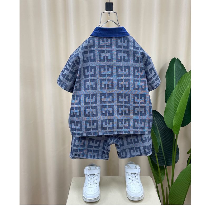 Ropa de verano para niños, nueva y atractiva ropa para bebés, elegante camisa vaquera de verano para niños, traje de manga corta_voghion.com