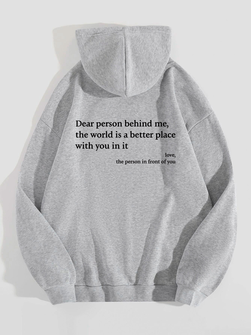 Women's velvet sweatshirt plain letter print kangaroo pocket drawstring print hoodie_voghion.com