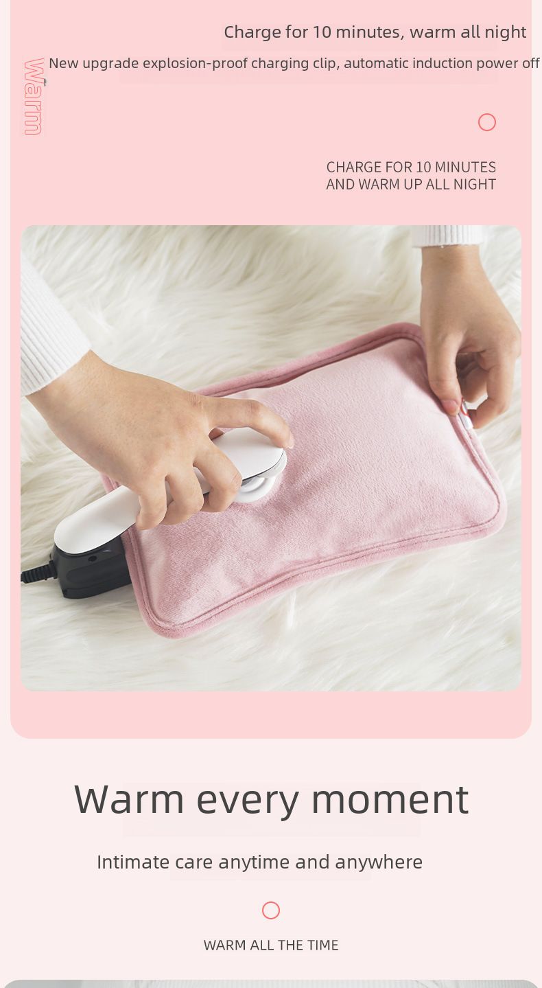 Neue aufladbare Wärmflasche aus Flanell, Handwärmer, Hüftgurt, Stoffbezug, Warmwasserbeutel, Auflade-Wärmertasche_voghion.com