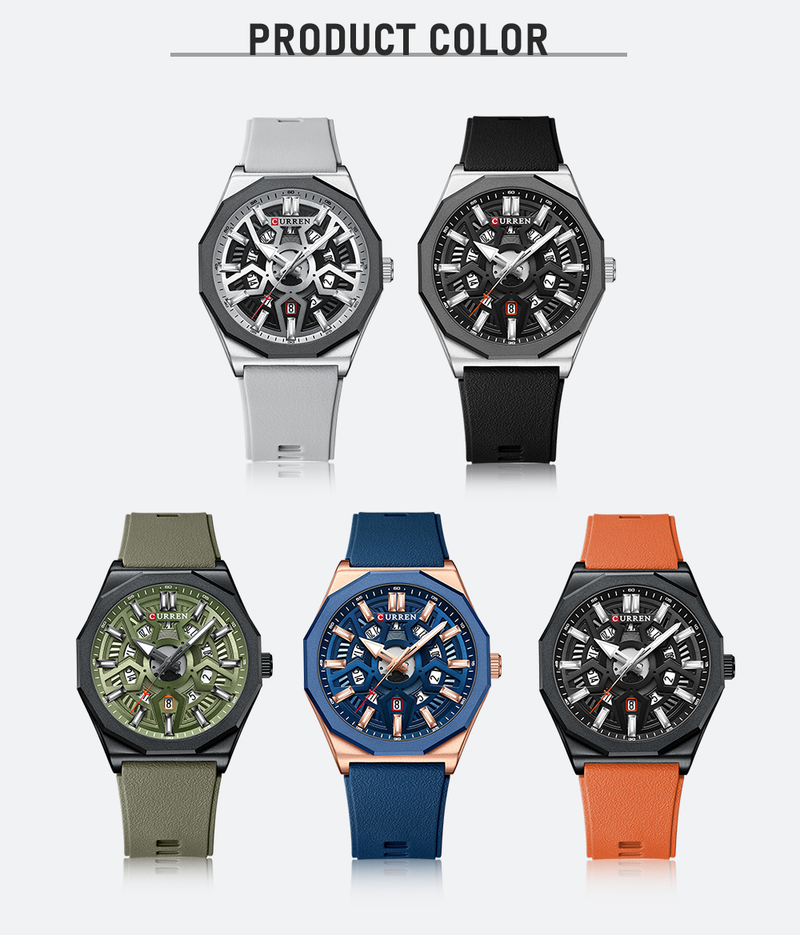 Orologio da uomo sportivo casual al quarzo impermeabile in gel di silice per uomo con data automatica e lancette dell'orologio 8437_voghion.com