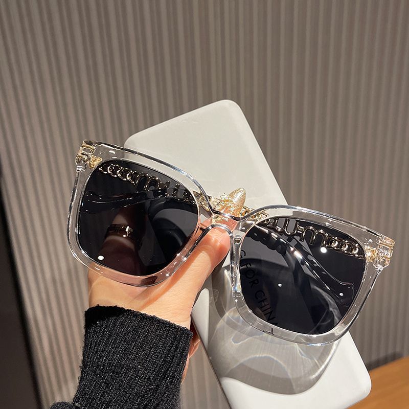 Spring And Summer New Transparent Brown Sunglasses For Women With Big Faces And Small Faces, Black Fashion Chain Sunglasses For Men_voghion.com