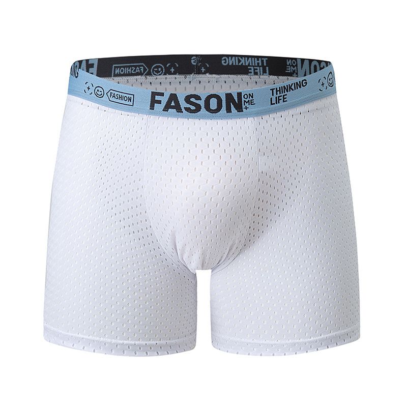 Overseas Platform Men's Ice Silk Long Boxer Briefs Breathable Mesh Four-Corner Underwear Youth Shorts_voghion.com