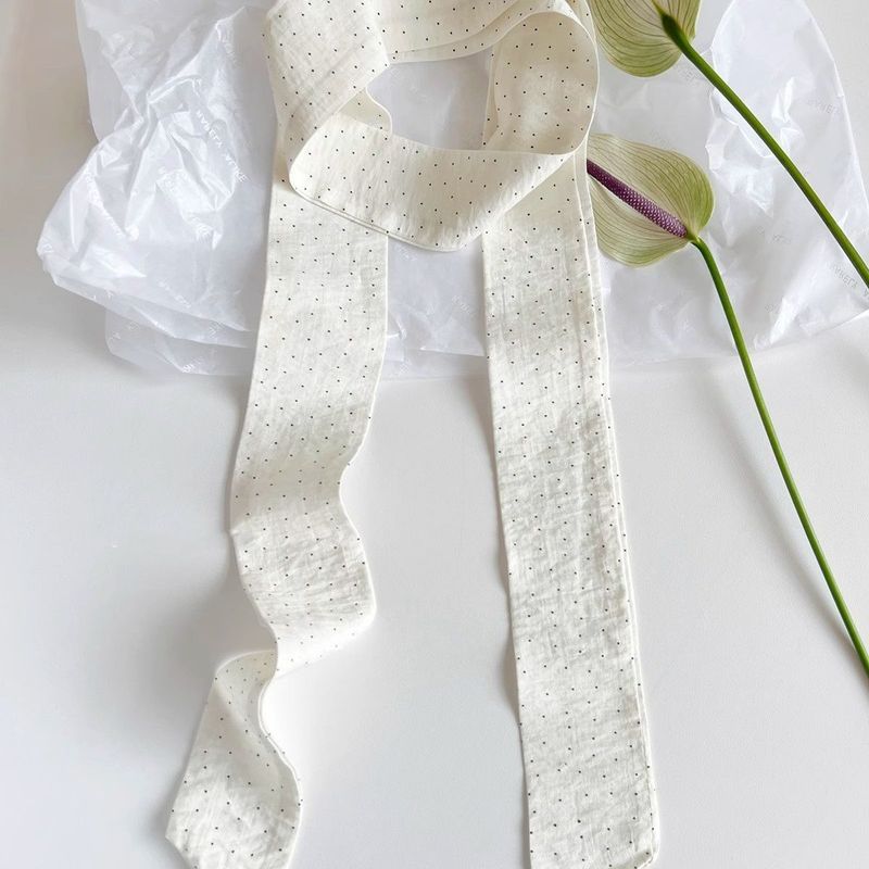 fresh And Fashionable, With Small Polka Dots Drape Well. Long Silk Scarves, Ribbons, Decorative, Thin_voghion.com