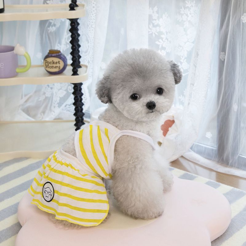 Set bikini estivo di alta qualità, sottile e traspirante, per animali domestici, con gonna a righe per cani di piccola taglia_voghion.com