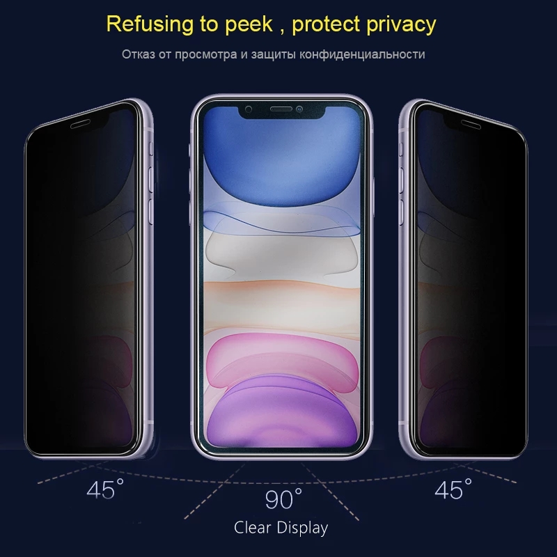 Protector de ecran mat anti-spionaj pentru iPhone 12 11 Pro Max Mini X XR XS Folie ceramică de confidențialitate pentru 13 Pro Max 6 7 8 Plus fără_voghion.com
