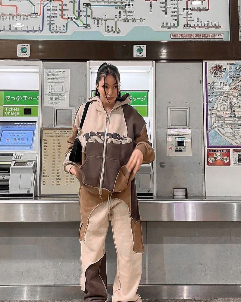 Felpa con cappuccio cardigan casual da strada hip hop con cerniera retrò patchwork hipster per uomo e donna_voghion.com