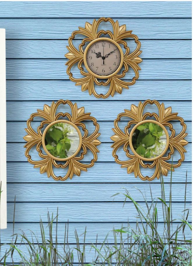 Reloj de pared vintage con motivos florales, números romanos y movimiento de cuarzo. Marco de plástico decorativo, silencioso, funciona con pilas._voghion.com