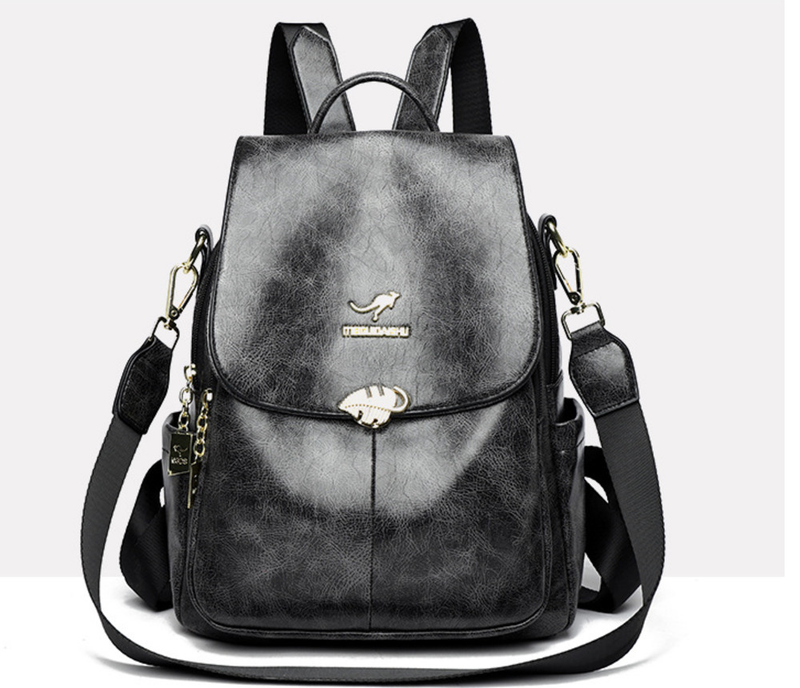 Mochila de couro macio para novo estilo feminino, simples e versátil, multifuncional, mochila de grande capacidade, bolsa feminina de ombro único_voghion.com