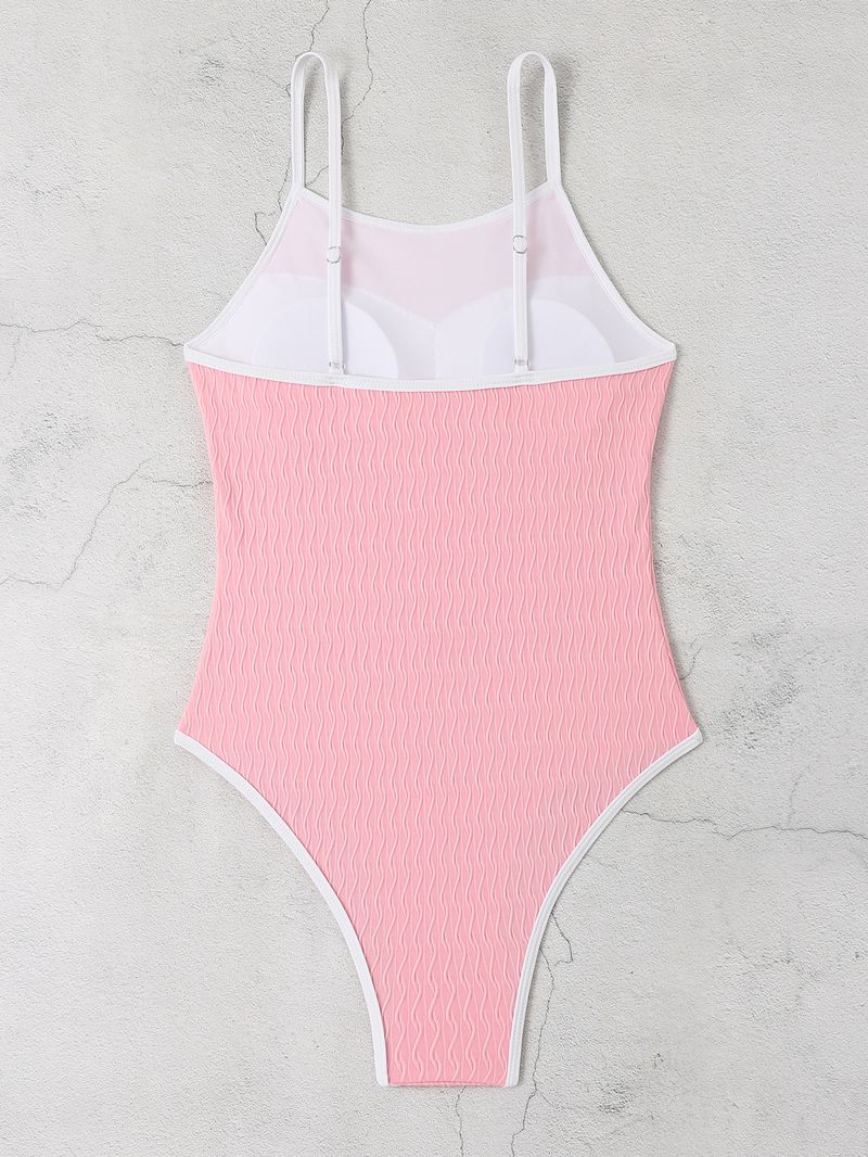Maillot de bain une pièce multicolore pour femme, ourlet serré, tissu spécial, pour le sport de compétition_voghion.com