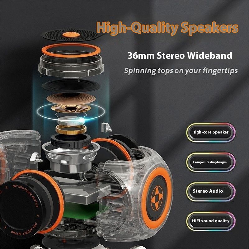 New Decompression Artifact, Rotating Gyroscope Speaker, Powerful Endurance, Colorful Lighting, Portable Bluetooth Speaker, Heavy Bass_voghion.com
