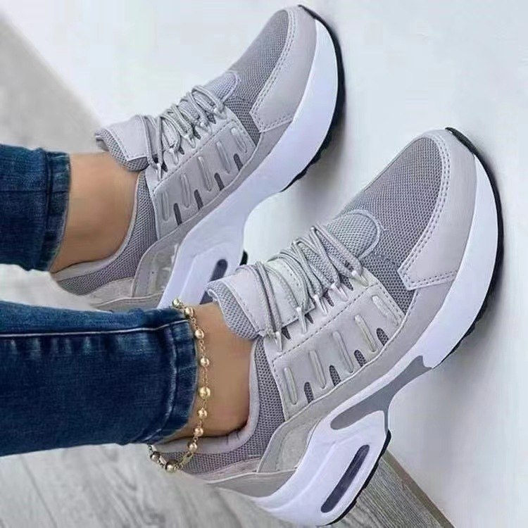 2023 Scarpe da ginnastica da donna con lacci con zeppa scarpe vulcanizzate suola spessa cuscino d'aria scarpe casual scarpe da donna di grandi dimensioni_voghion.com