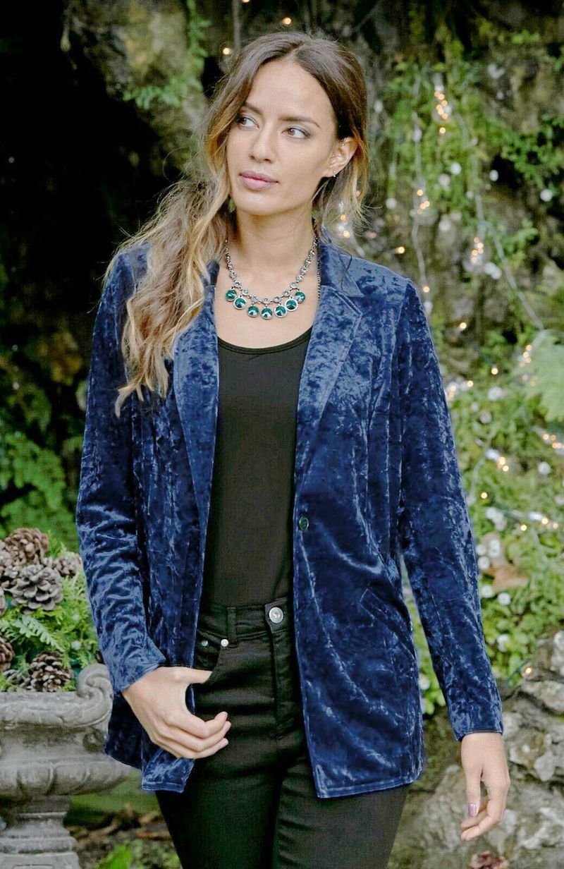 Damenanzüge, lässige Samt-Anzugjacken mit einem Knopf für Damen_voghion.com