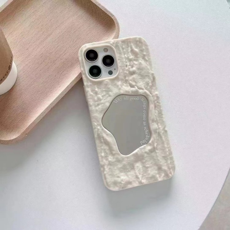Mobile phone case for iPhone15 mobile phone case embossed rock pattern Internet celebrity mirror 14Promax Apple 13 protective cover new style_voghion.com
