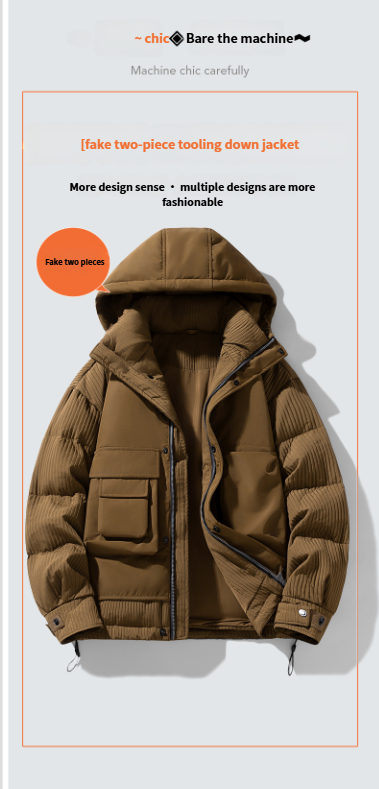 Giacca invernale da uomo in due pezzi 2025, funzionale, casual, in piumino d'anatra bianco al 90%_voghion.com