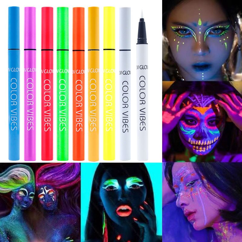 Penna eyeliner ad asciugatura rapida per body painting, trucco fluorescente colorato per il viso, da discoteca_voghion.com